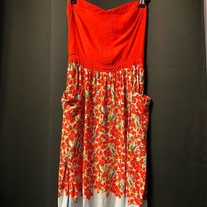 Strapless Floral Dress